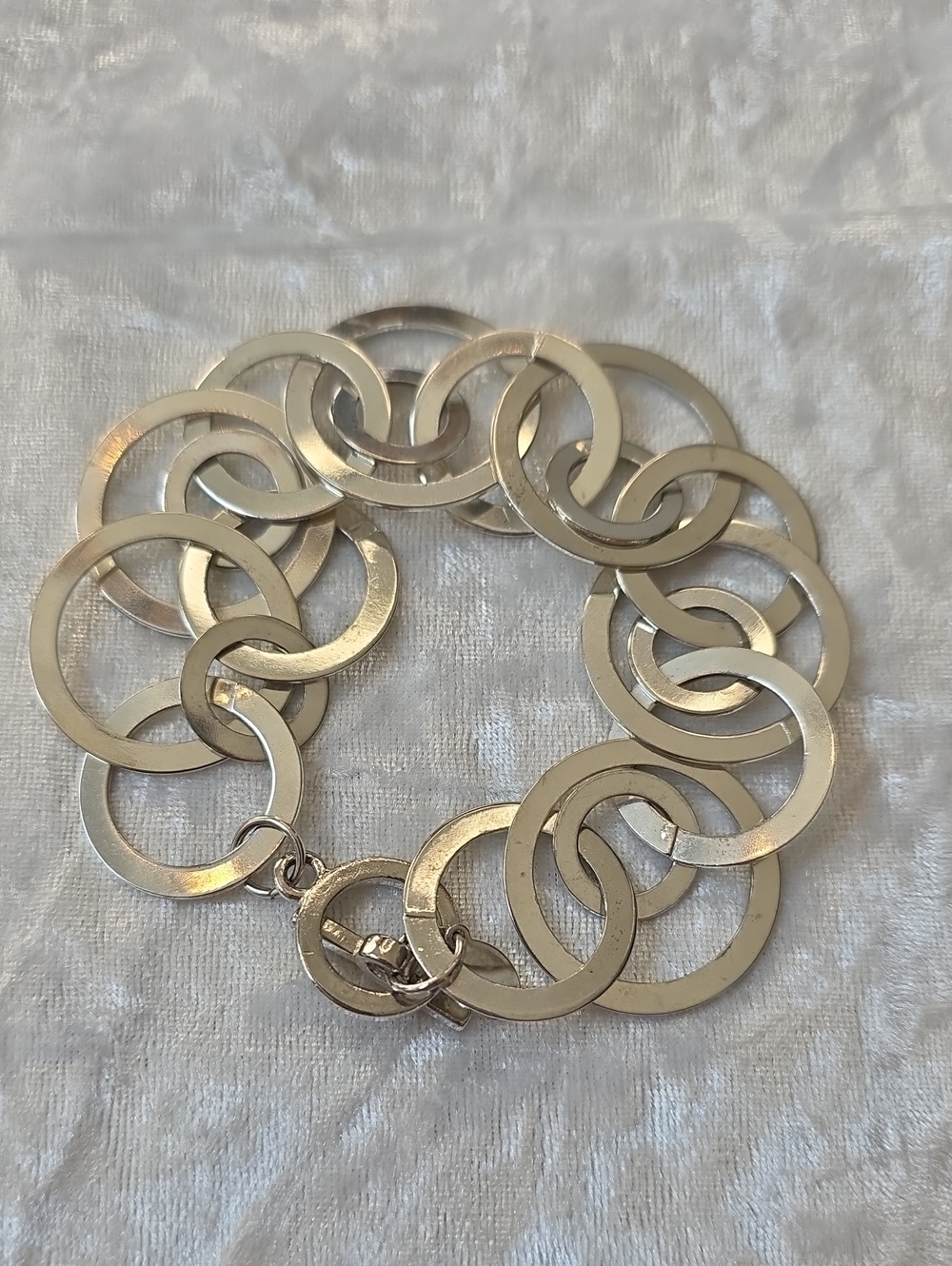 Chico's Shiny Silver Bohemian Interlocking Circle Bracelet